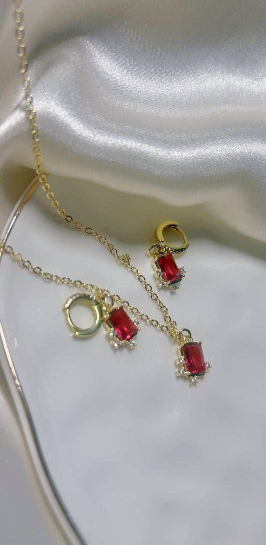 Crystal Cherry Mirror Set (14k Gold Filled)