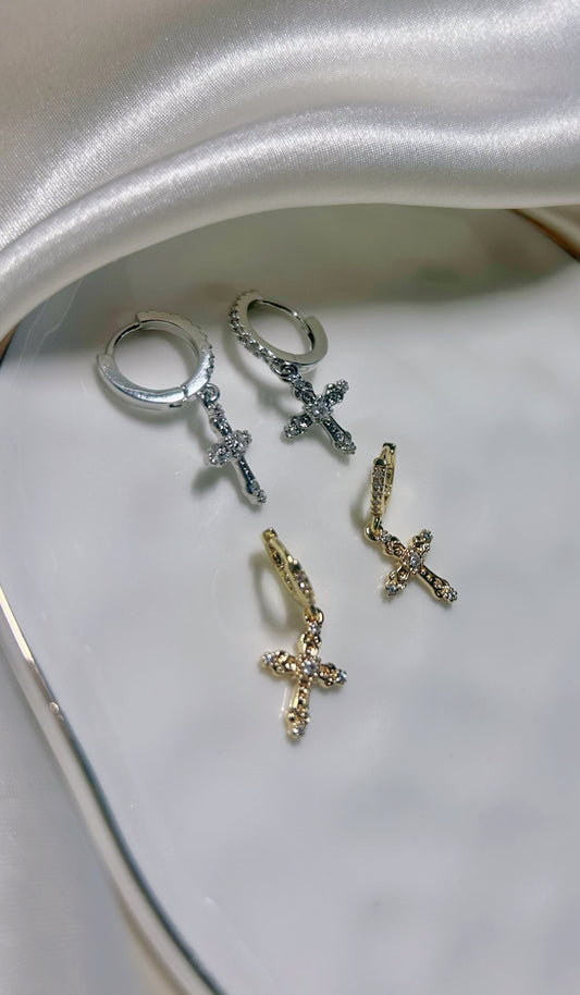 Princess Cross Hoops (16k Gold Filled)