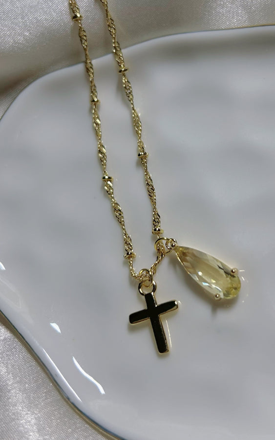 Aurora Cross Necklace (24k Gold Filled)